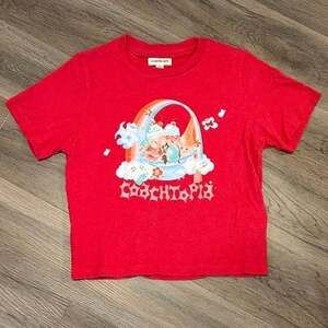 Coachtopia Cropped T-Shirt with Creatures Print Red